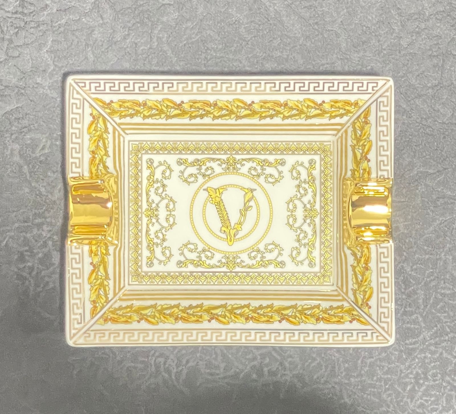 Versace ashtray trinket tray white and gold